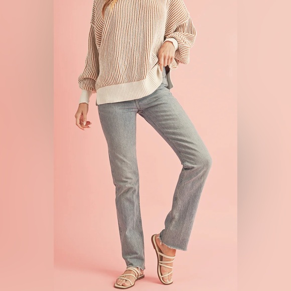 NWT [Altar'd State] Striped Oversized Ribbed Knit Pink Sweater Womens XXS XS S M - Picture 4 of 16